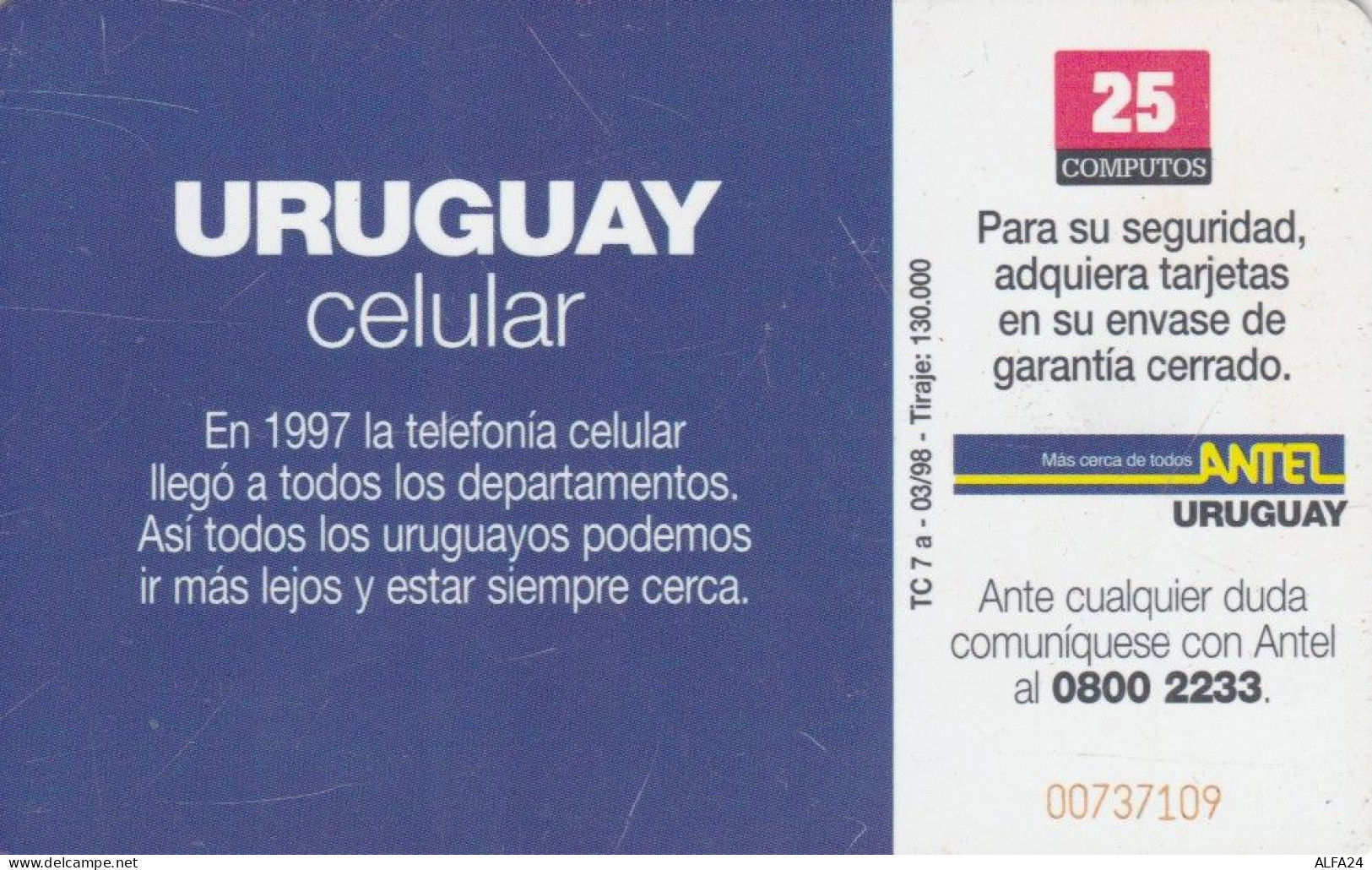 PHONE CARD URUGUAY (E72.48.3 - Uruguay