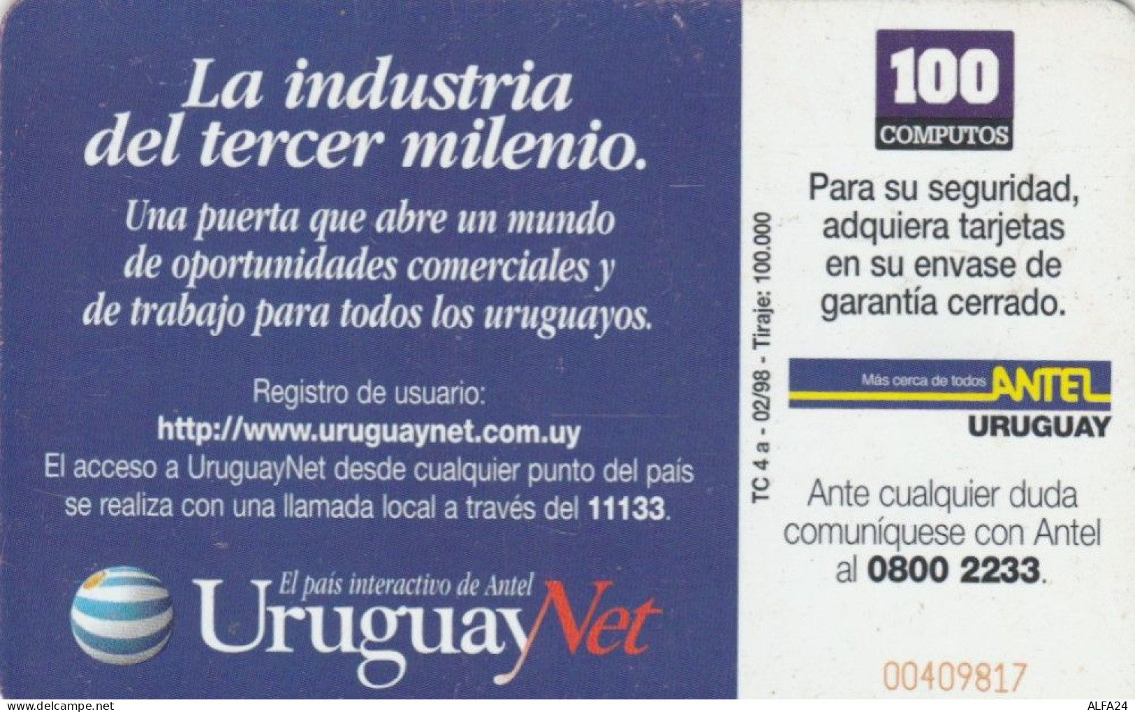 PHONE CARD URUGUAY (E72.47.6 - Uruguay