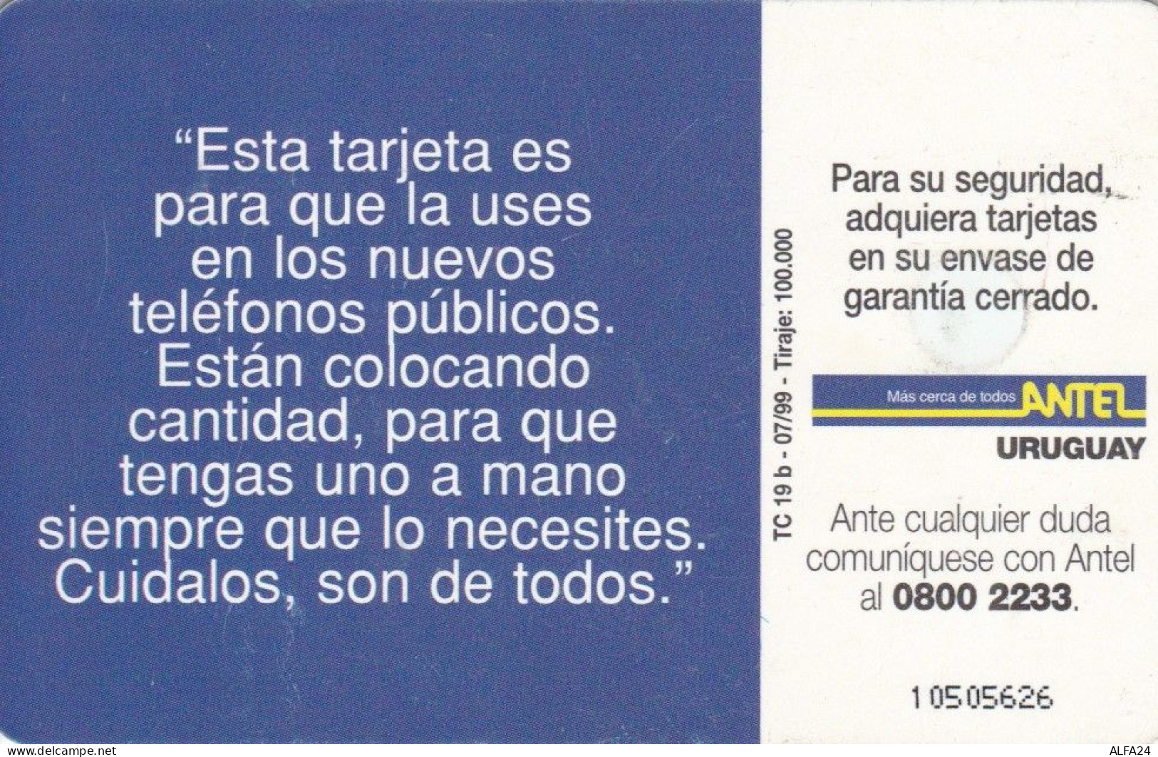 PHONE CARD URUGUAY (E72.31.1 - Uruguay