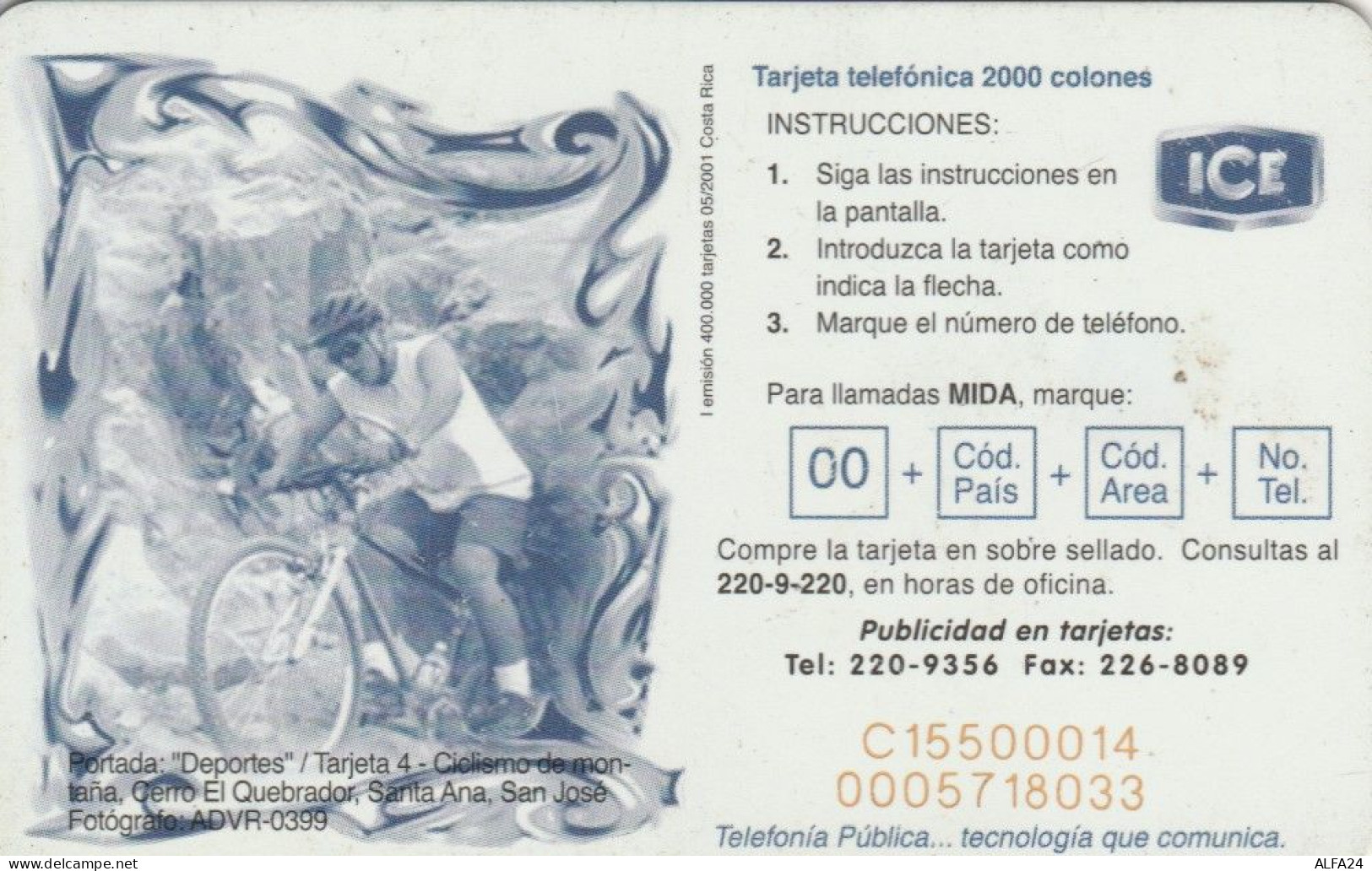 PHONE CARD COSTA RICA (E72.25.3 - Costa Rica