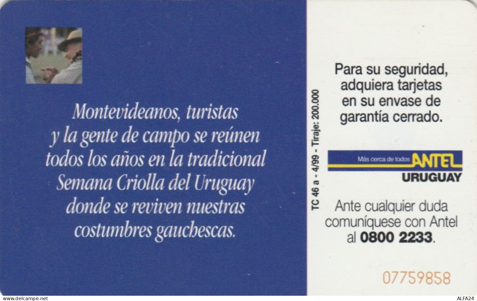 PHONE CARD URUGUAY (E72.25.2 - Uruguay