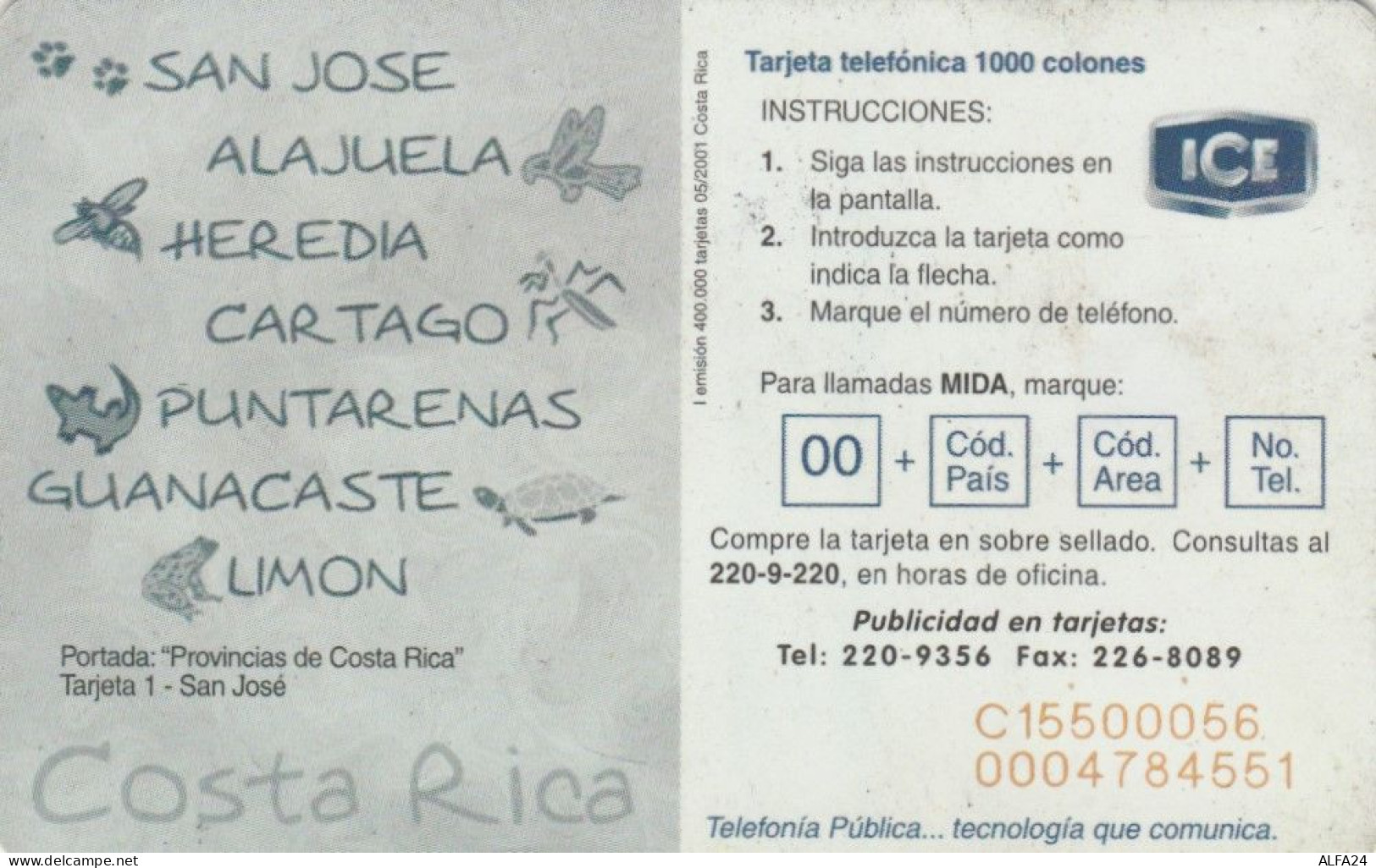 PHONE CARD COSTA RICA (E72.22.6 - Costa Rica