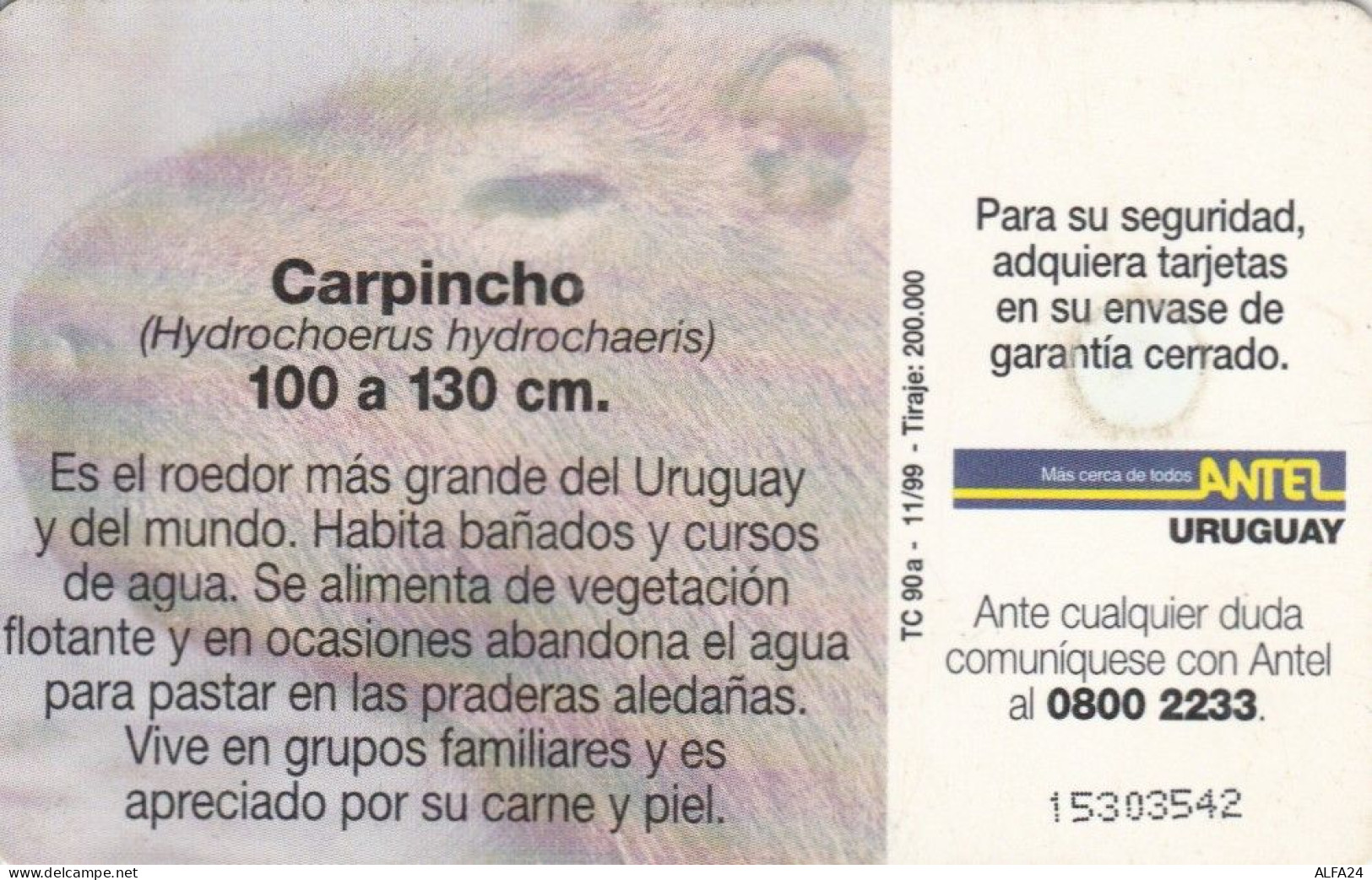 PHONE CARD URUGUAY (E72.20.7 - Uruguay