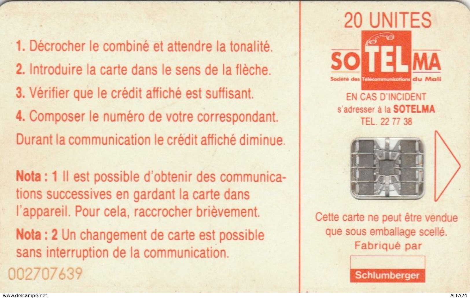 PHONE CARD MALI (E72.19.3 - Mali