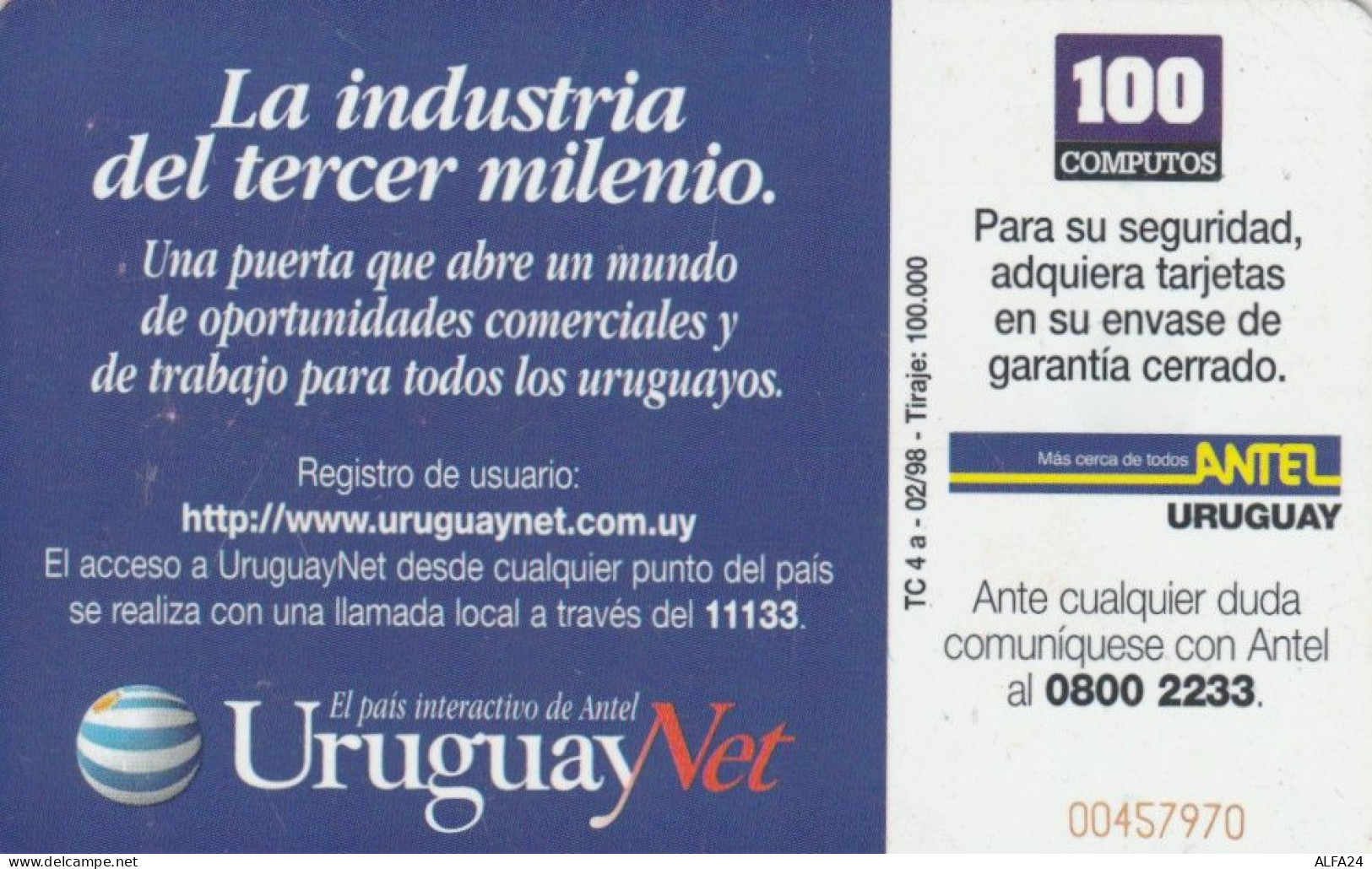 PHONE CARD URUGUAY (E72.12.6 - Uruguay