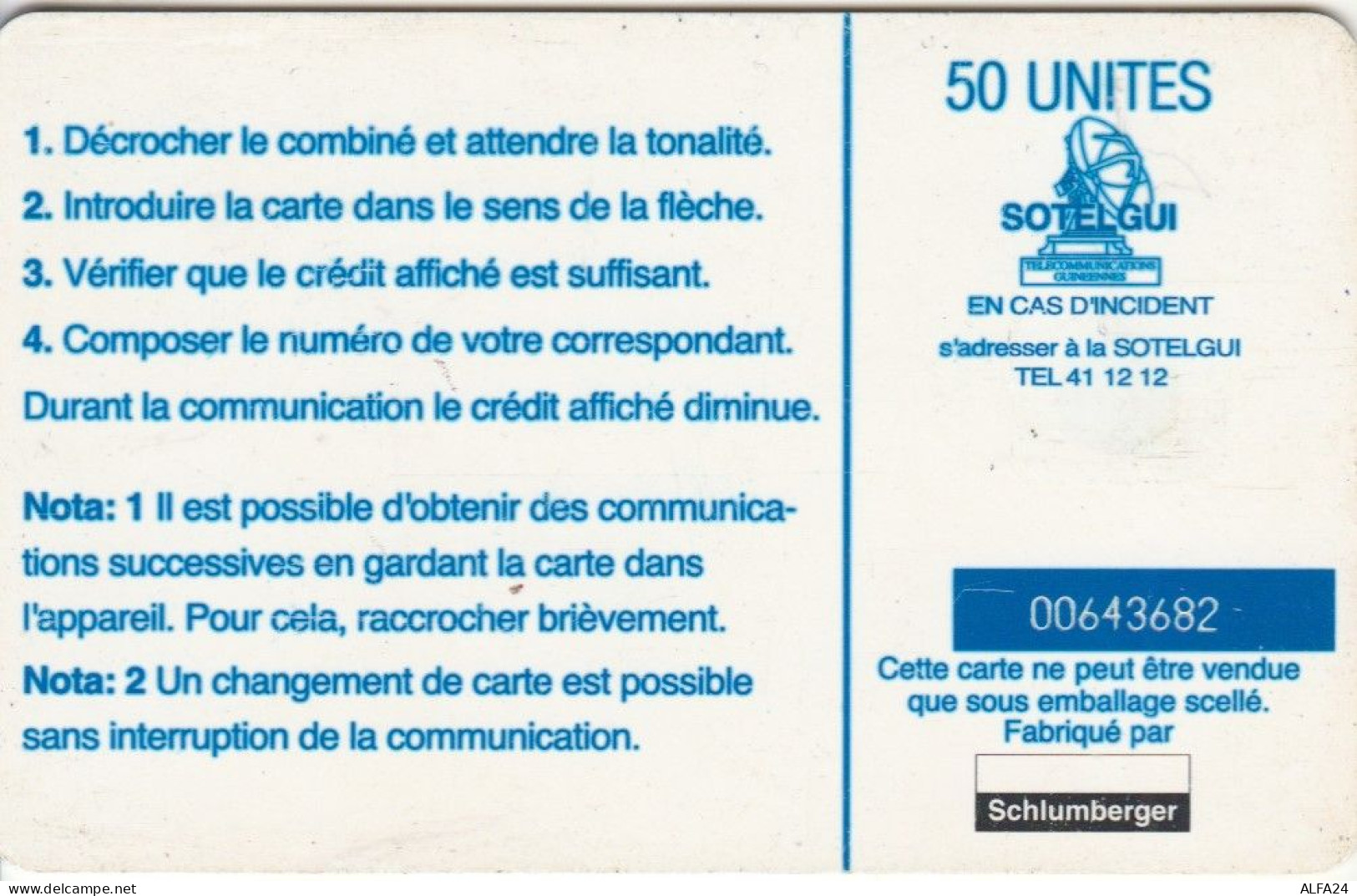 PHONE CARD GUINEA (E72.10.1 - Guinée