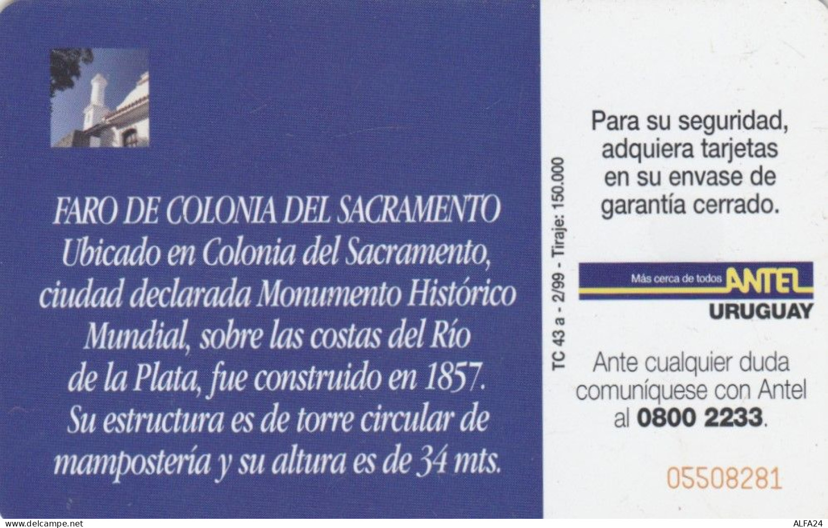 PHONE CARD URUGUAY (E72.9.8 - Uruguay