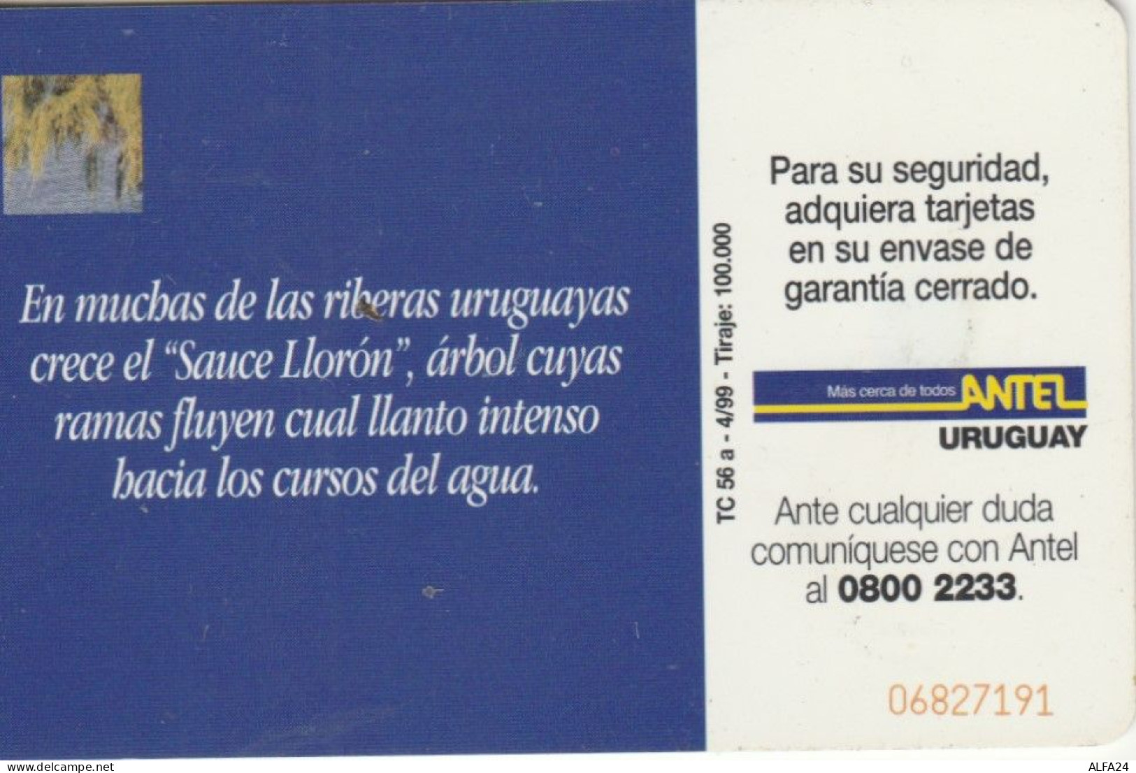 PHONE CARD URUGUAY (E72.8.5 - Uruguay