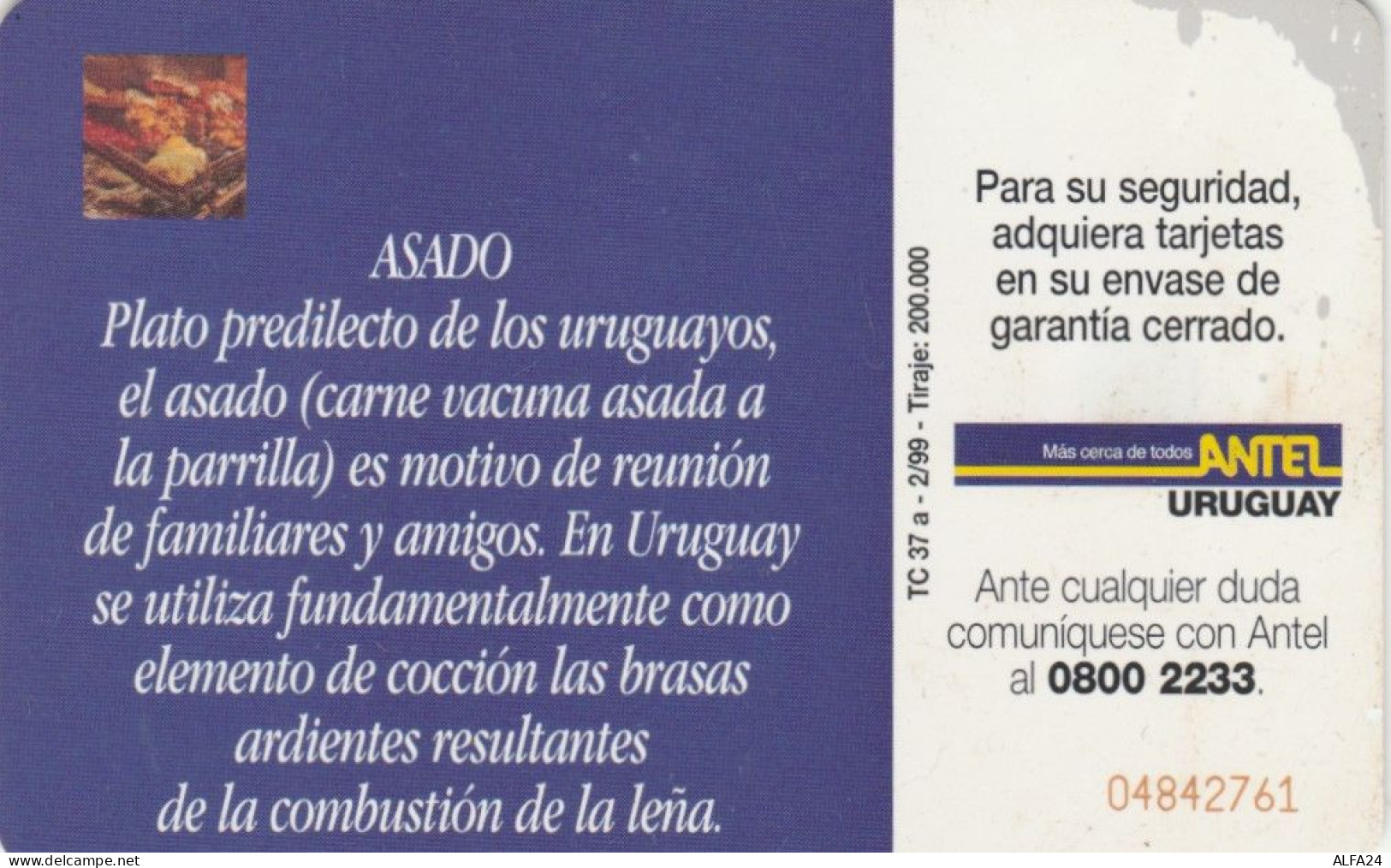 PHONE CARD URUGUAY (E72.8.2 - Uruguay