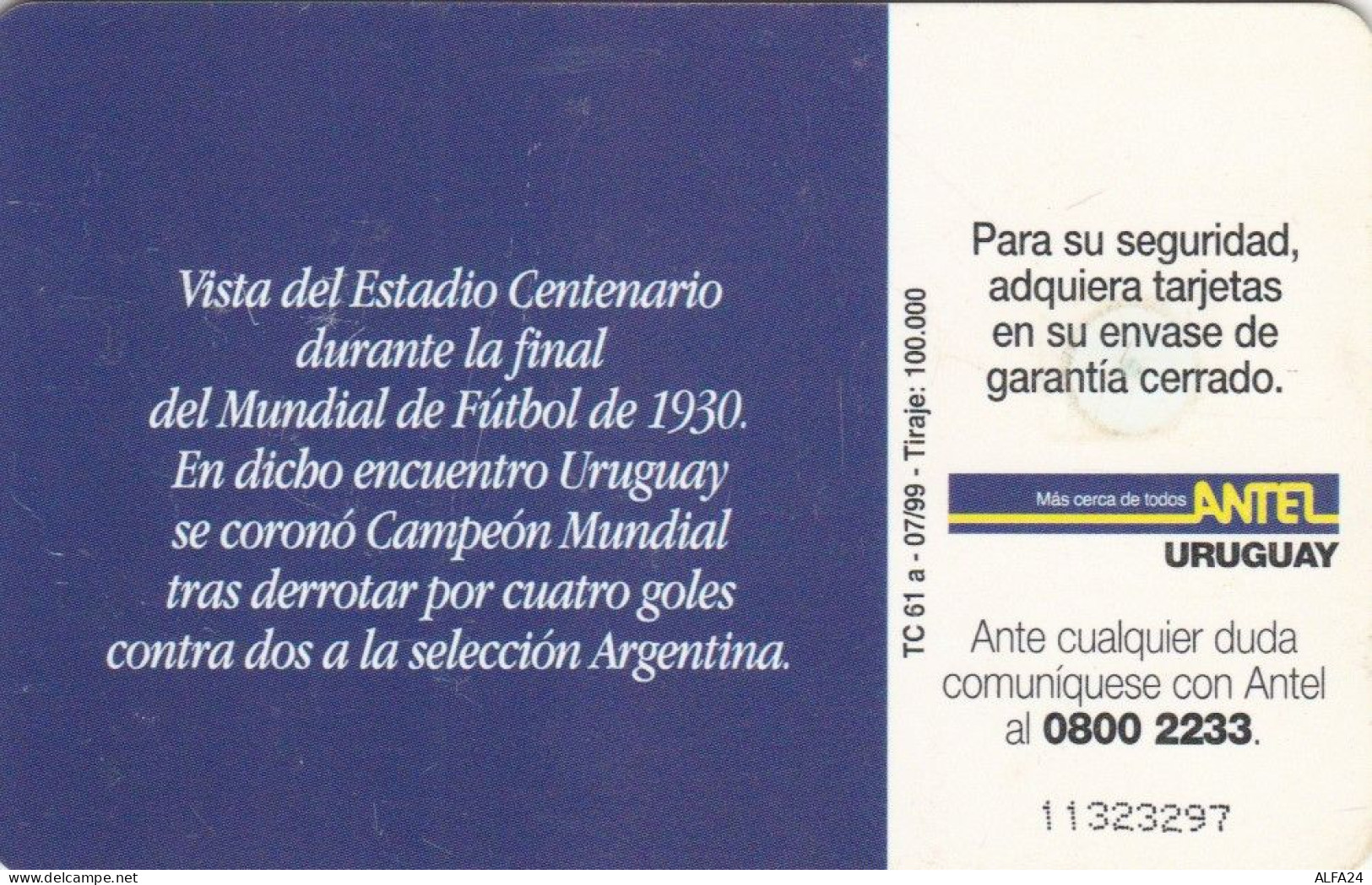 PHONE CARD URUGUAY (E72.6.7 - Uruguay