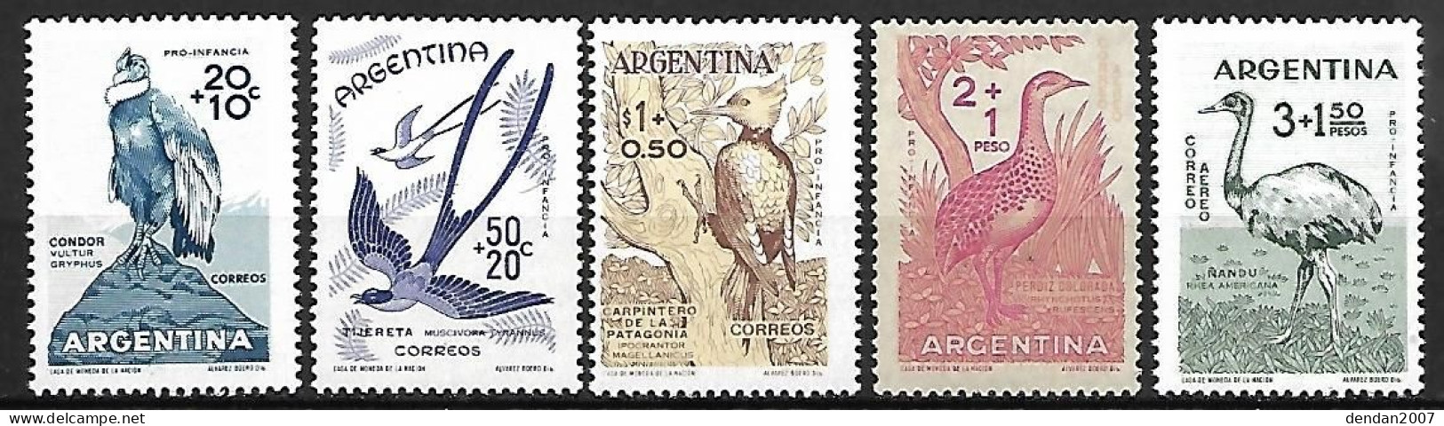 Argentina - MNH ** 1960 - Complete Set 5/5  : Birds (child Welfare) - Pingouins & Manchots