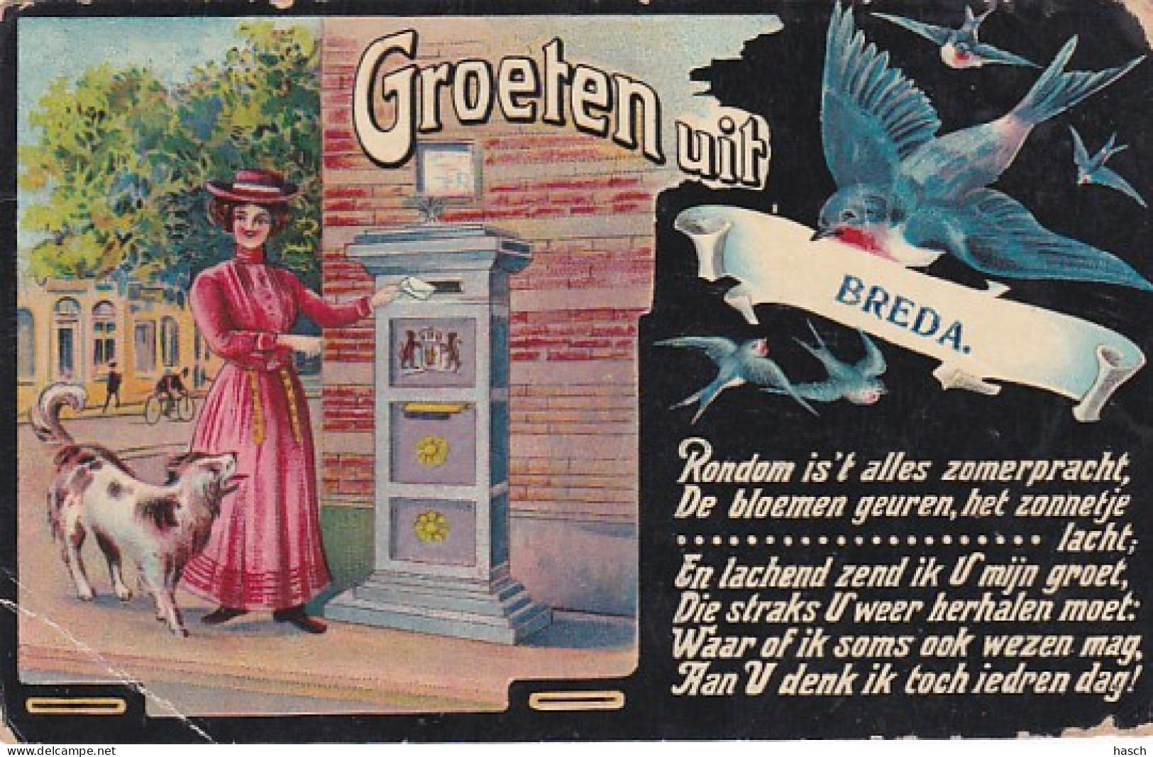 48815Groeten Uit Breda. Rondom Is’t Alles Zomerpracht....(Poststempel 1911) (Zie Hoeken En Randen)  - Breda