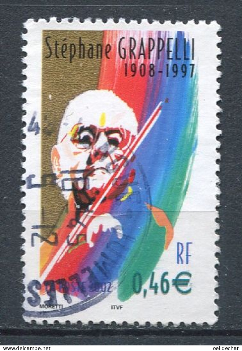 26020 FRANCE N°3504a°(Yvert) 0.46€ S. Grappelli : Double Frappe Valeur Faciale + Normal (non Inclus) 2002  B/TB - Gebruikt