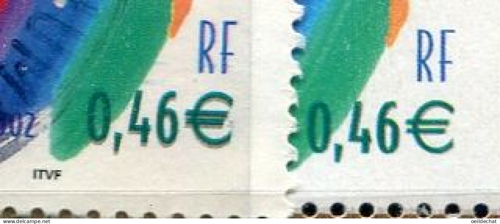 26020 FRANCE N°3504a°(Yvert) 0.46€ S. Grappelli : Double Frappe Valeur Faciale + Normal (non Inclus) 2002  B/TB - Usados