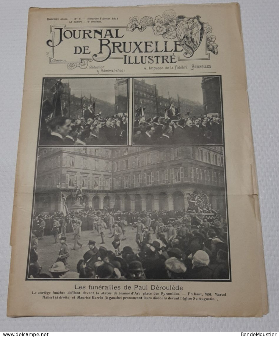 Journal De Bruxelles Illustré - Paul Déroulède - Cyclisme " Les Six Day Bruxelloise " 8 Février 1914. - Informaciones Generales