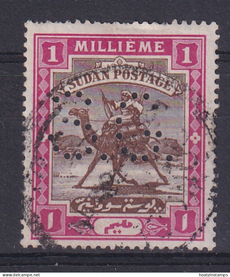 Sdn: 1901   Official - Arab Postman 'S G' Punctured OVPT  SG O02   1m   Brown & Pink   Used - Soudan (...-1951)