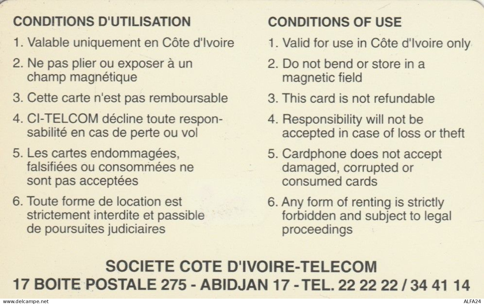 PHONE CARD COSTA AVORIO (E73.29.3 - Costa De Marfil