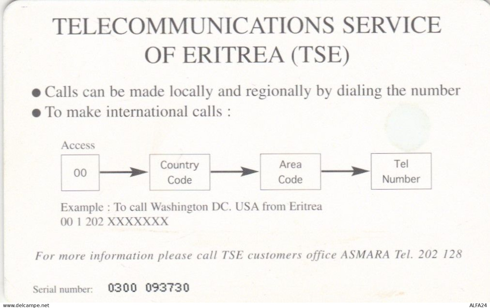 PHONE CARD ERITREA (E73.21.2 - Eritrea