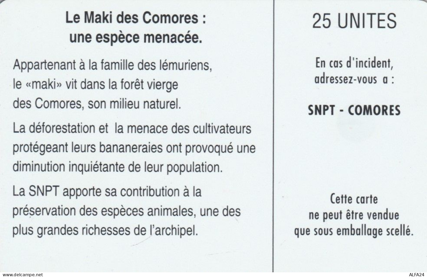 PHONE CARD COMORES (E73.17.1 - Komoren