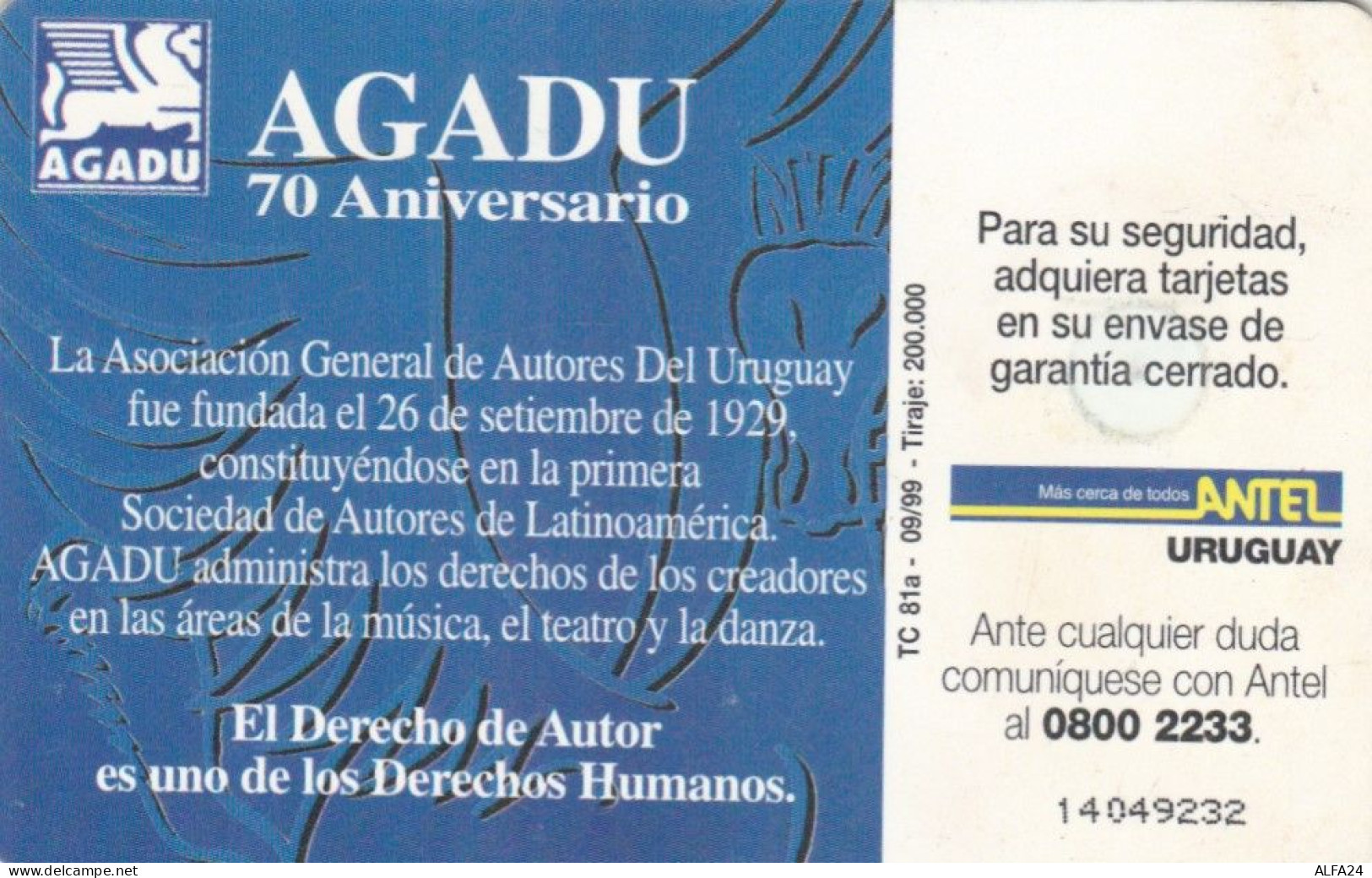 PHONE CARD URUGUAY (E73.13.8 - Uruguay