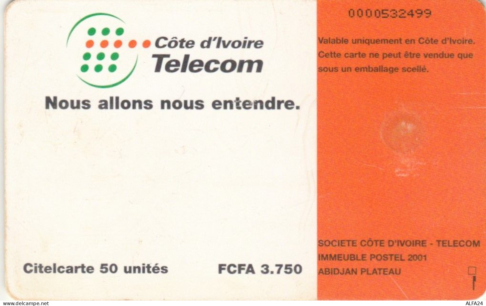 PHONE CARD COSTA AVORIO (E73.11.6 - Côte D'Ivoire