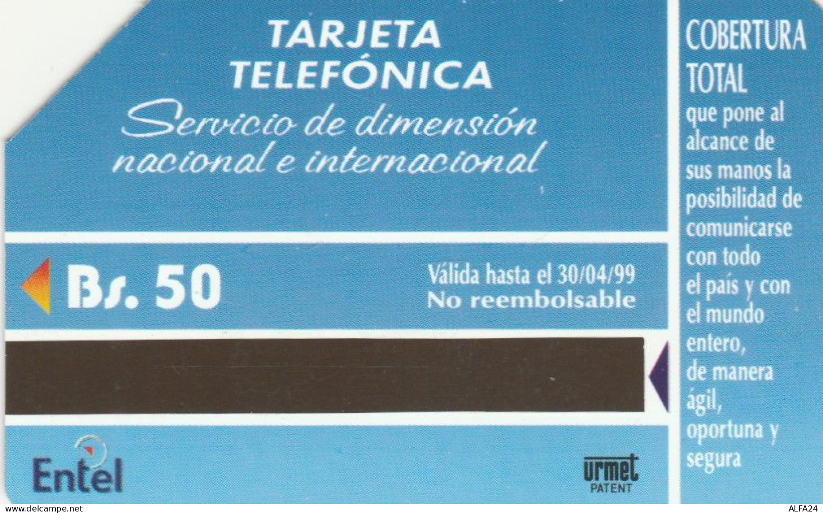 PHONE CARD BOLIVIA URMET (E73.9.8 - Bolivie