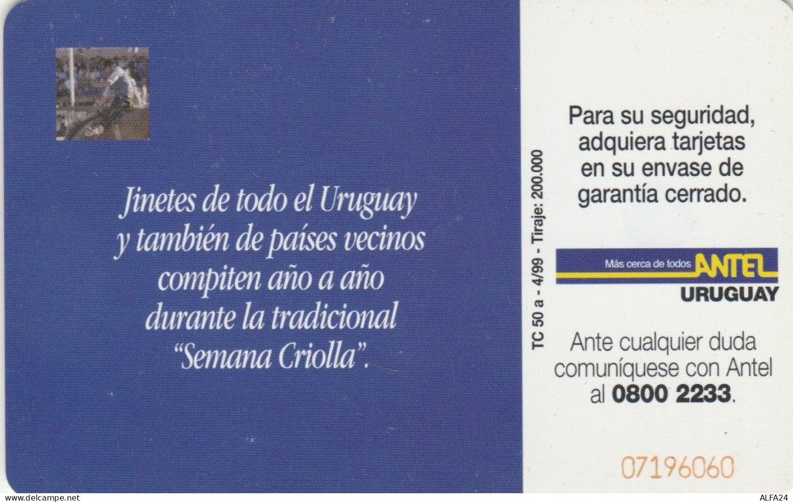 PHONE CARD URUGUAY  (E73.9.6 - Uruguay