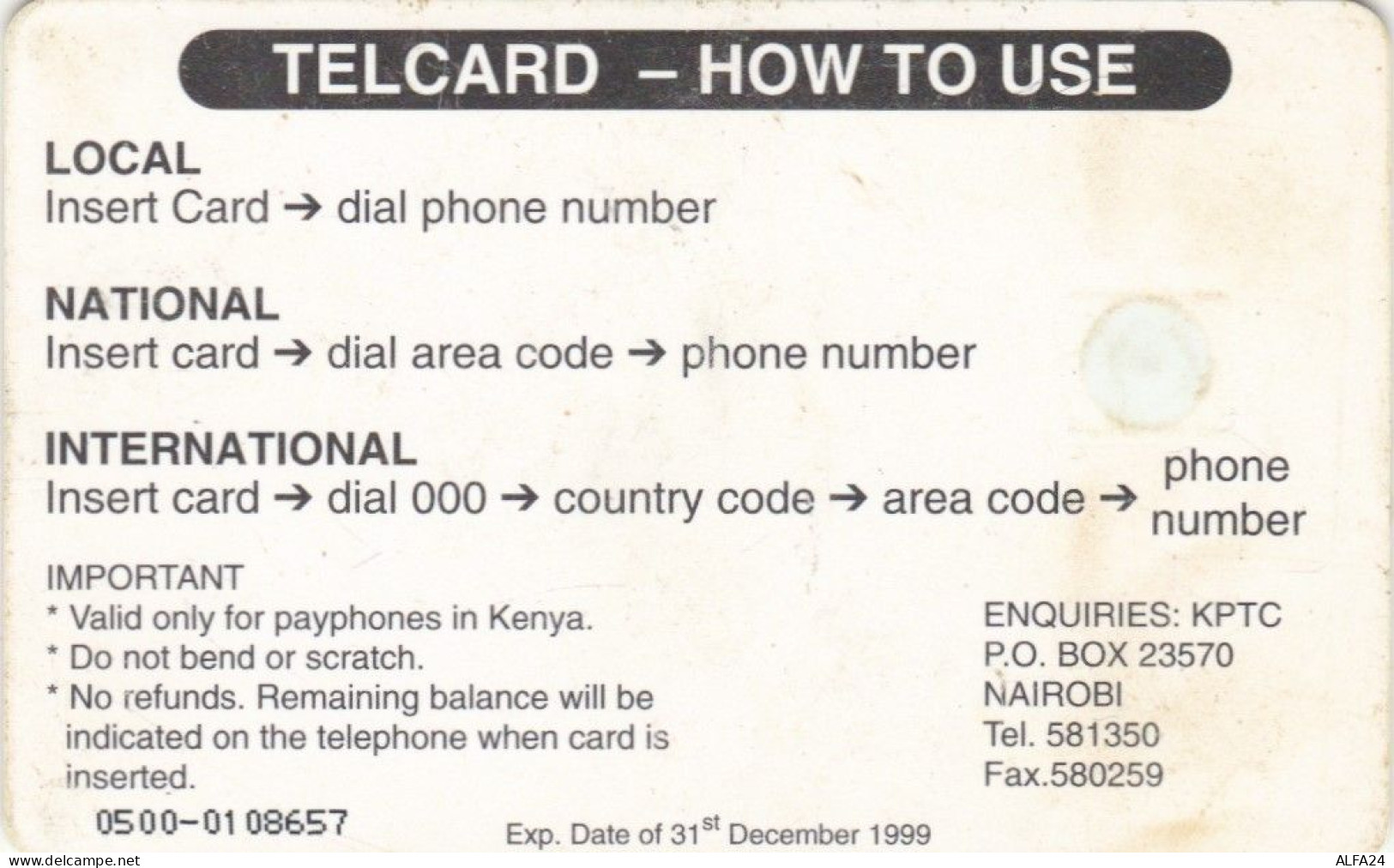 PHONE CARD KENIA (E73.6.4 - Kenia