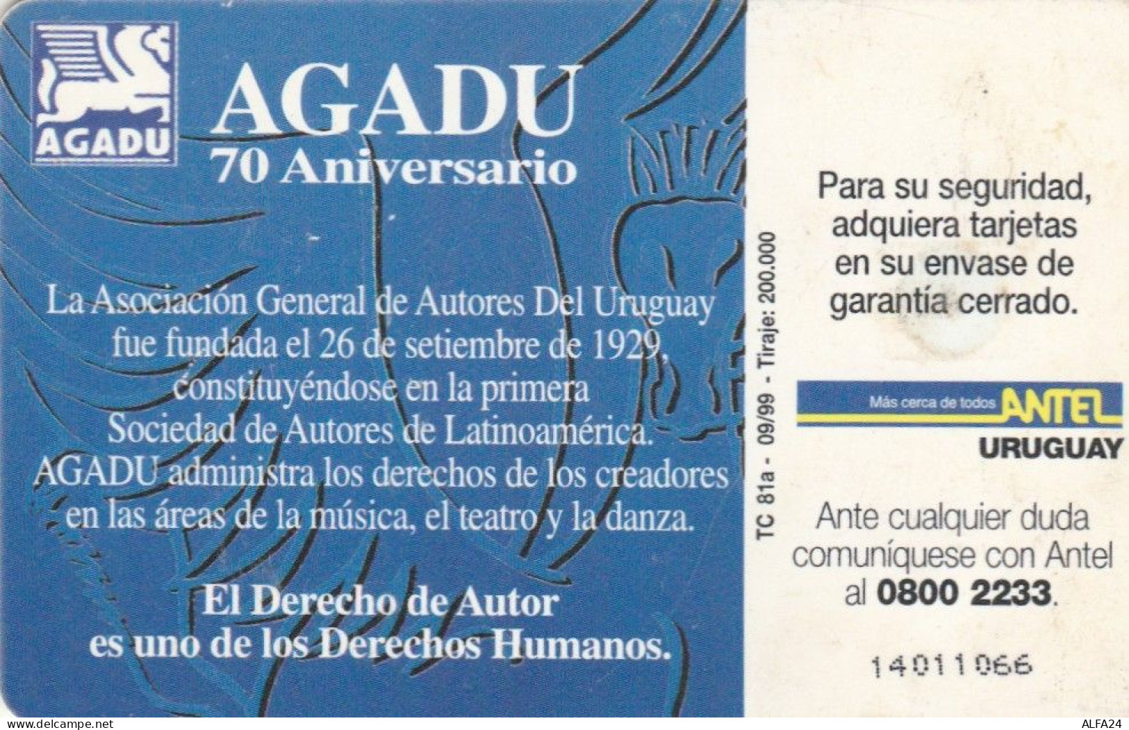 PHONE CARD URUGUAY  (E73.5.6 - Uruguay