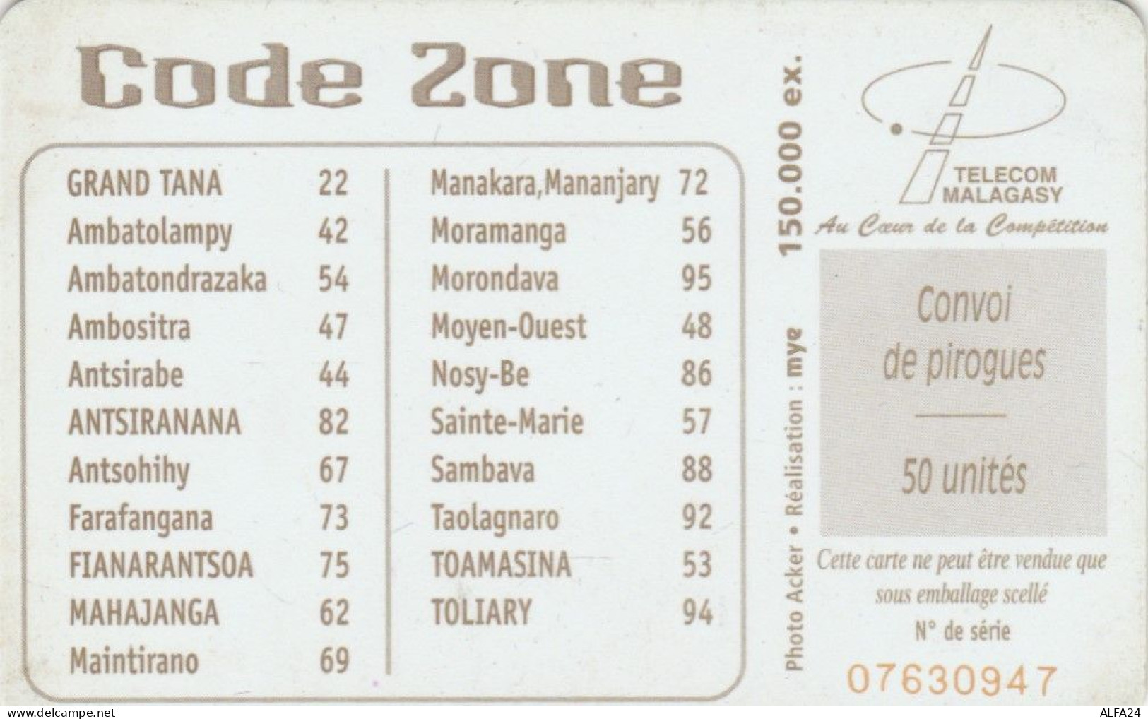 PHONE CARD MADAGASCAR (E73.1.8 - Madagaskar