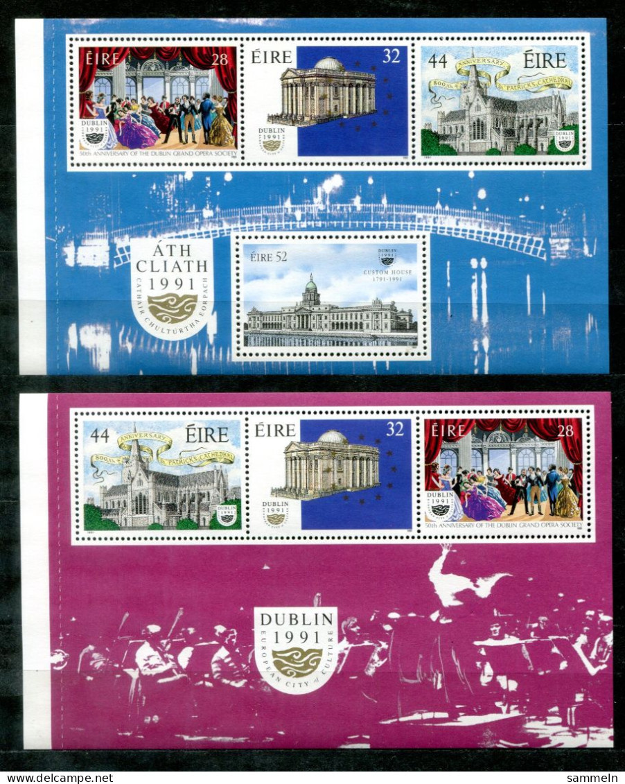 IRLAND MH-Blatt 24 + 25 Mnh - Dublin 1991 - IRELAND / IRLANDE - Blocks & Sheetlets