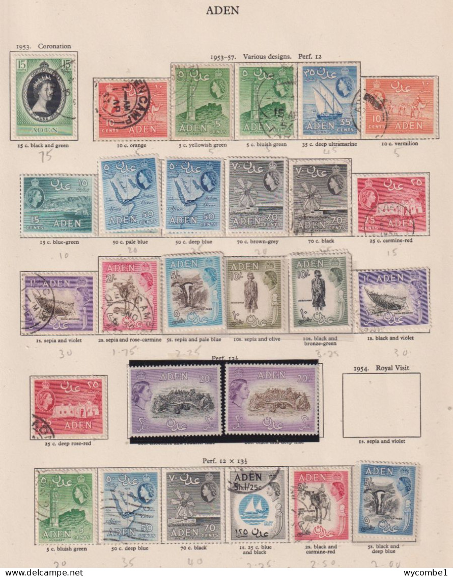 ADEN  - 1953-63 Elizabeth II Issues With Perf And Shade Varieties Used/Hinged And Never Hinged Mint - As Scans - Aden (1854-1963)