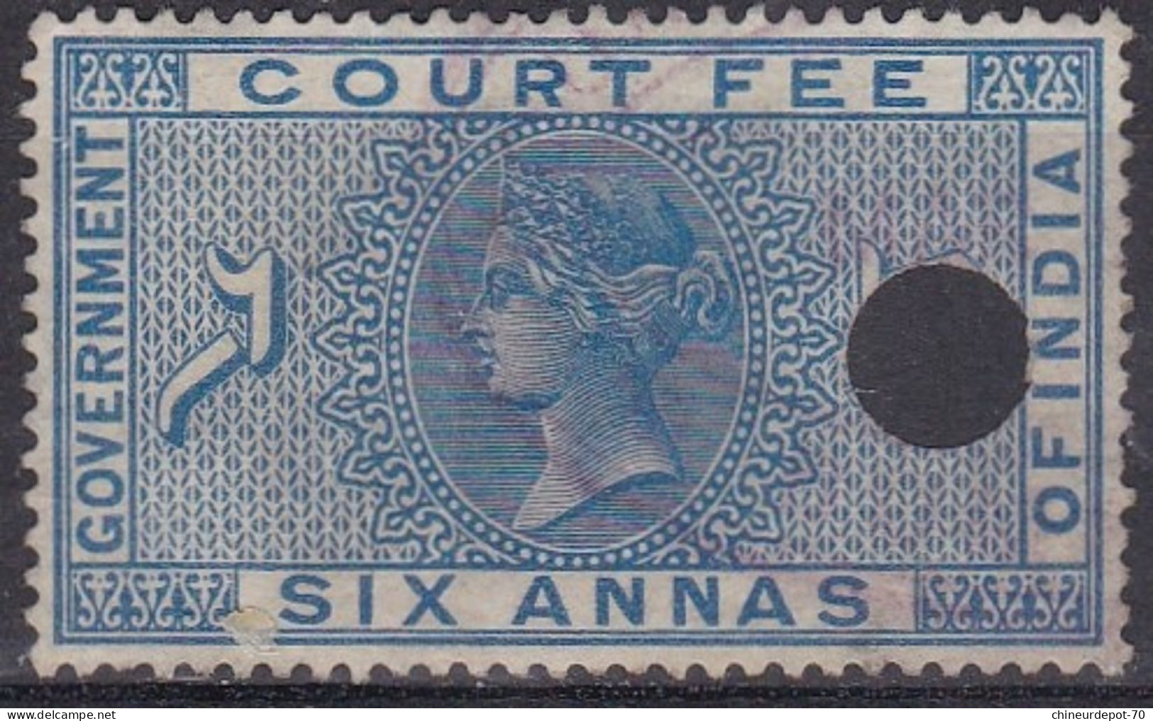 Queen Victoria COURT FEE INDIA SIX ANNAS GOVERNMENT - 1882-1901 Impero