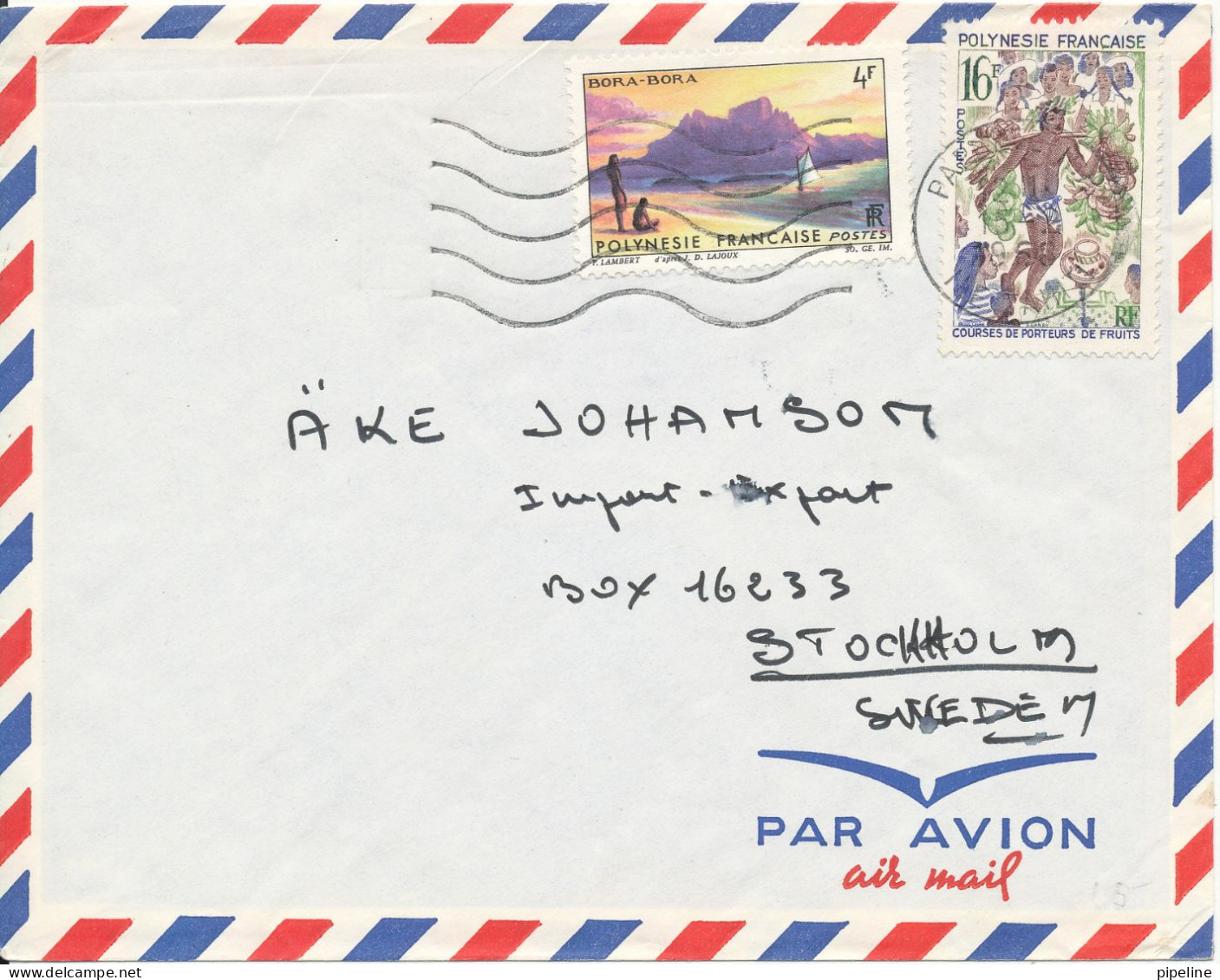 French Polynesia Air Mail Cover Sent To Sweden 15-2-1968 - Lettres & Documents