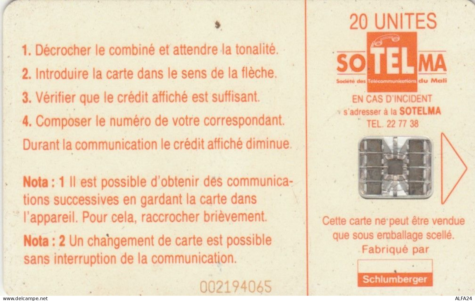 PHONE CARD MALI (E75.15.8 - Mali