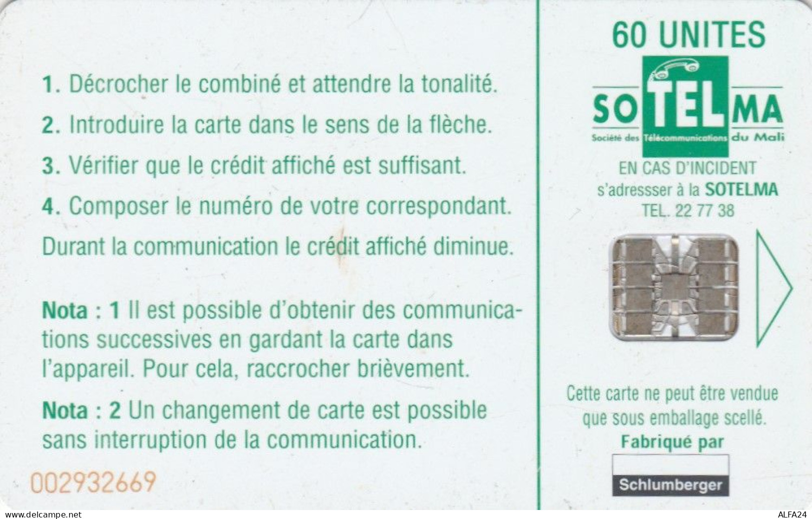 PHONE CARD MALI (E75.11.6 - Mali