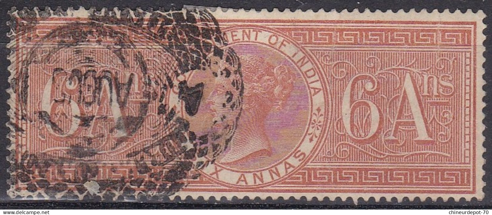 Queen Victoria GOVERNMENT OF INDIA SIX ANNAS AUGUS 4 - 1882-1901 Impero