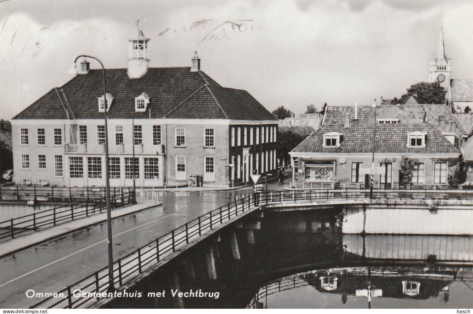 4905 56 Ommen, Gemeentehuis Met Vechtbrug. (Fotokaart)  - Ommen
