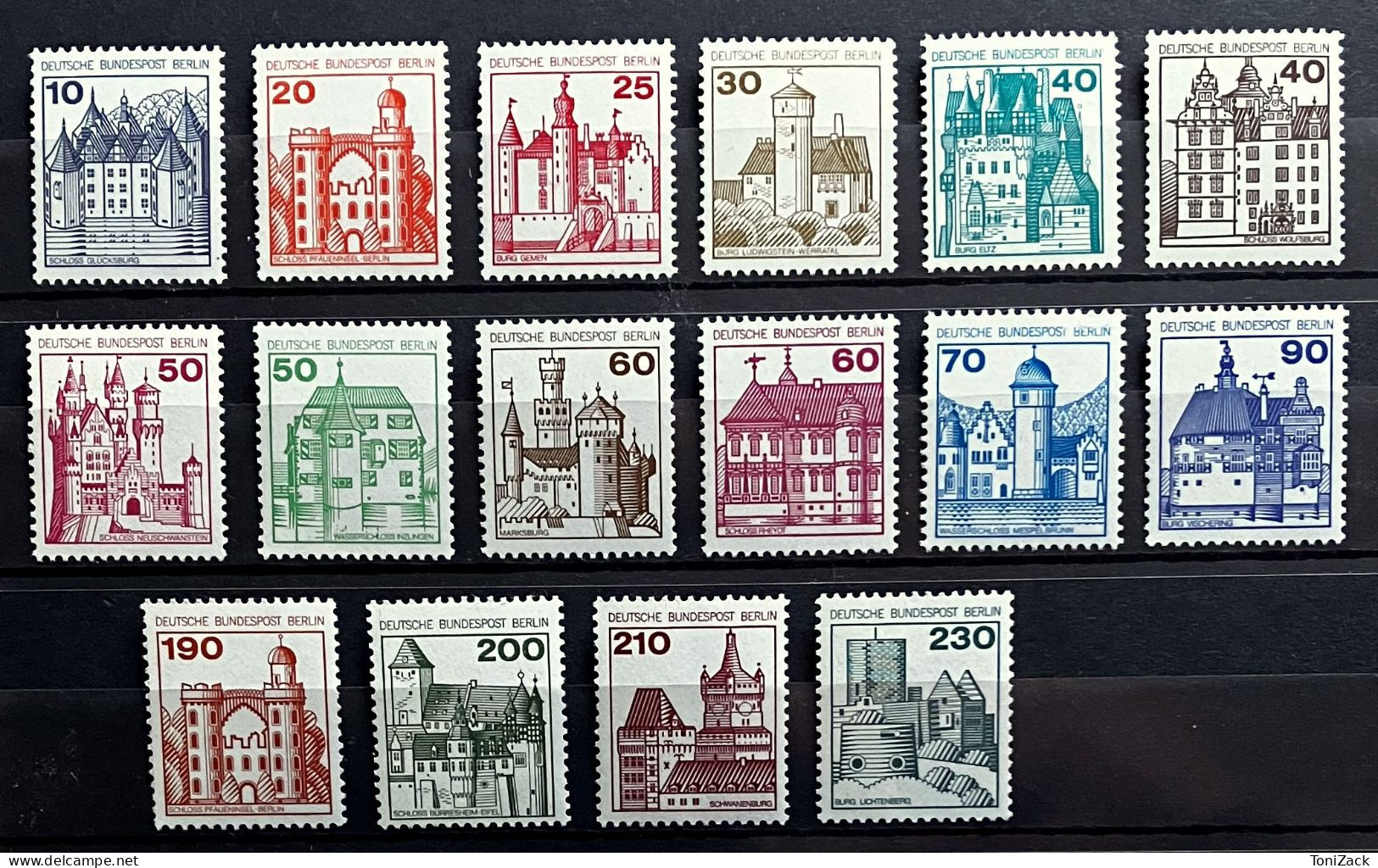 Berlin MiNr. 532-540, 587-590, 611, 614-615, "Burgen Und Schlösser", Postfrisch - Roulettes