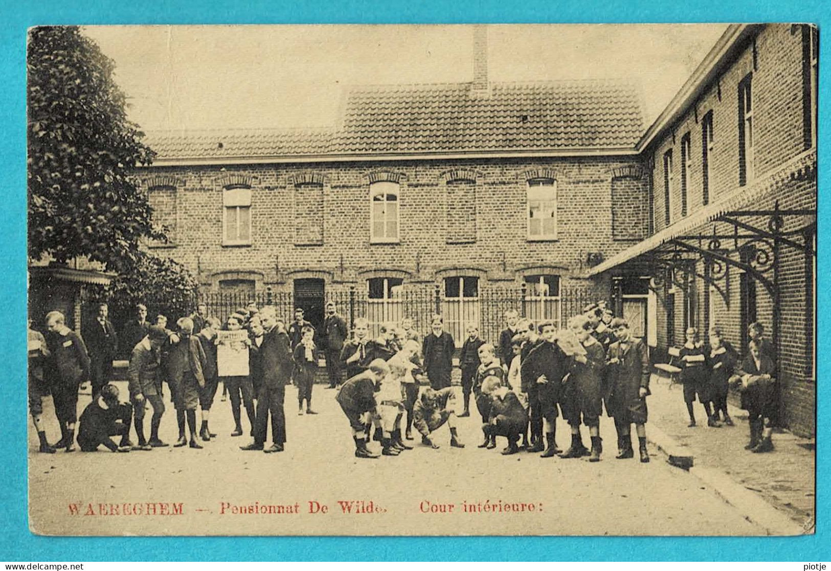 * Waregem - Waereghem (West Vlaanderen) * (E. & B.) Pensionnat De Wilde, Cour Intérieure, Enfants, Animée, TOP - Waregem