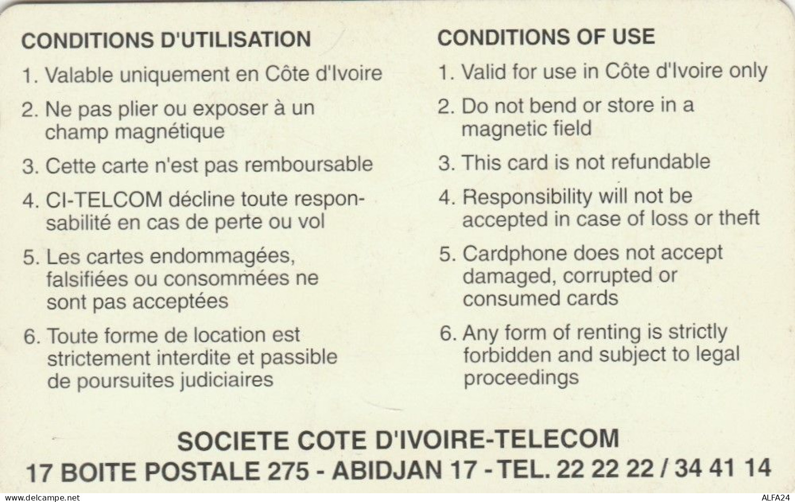 PHONE CARD COSTA D AVORIO (E78.44.6 - Costa D'Avorio