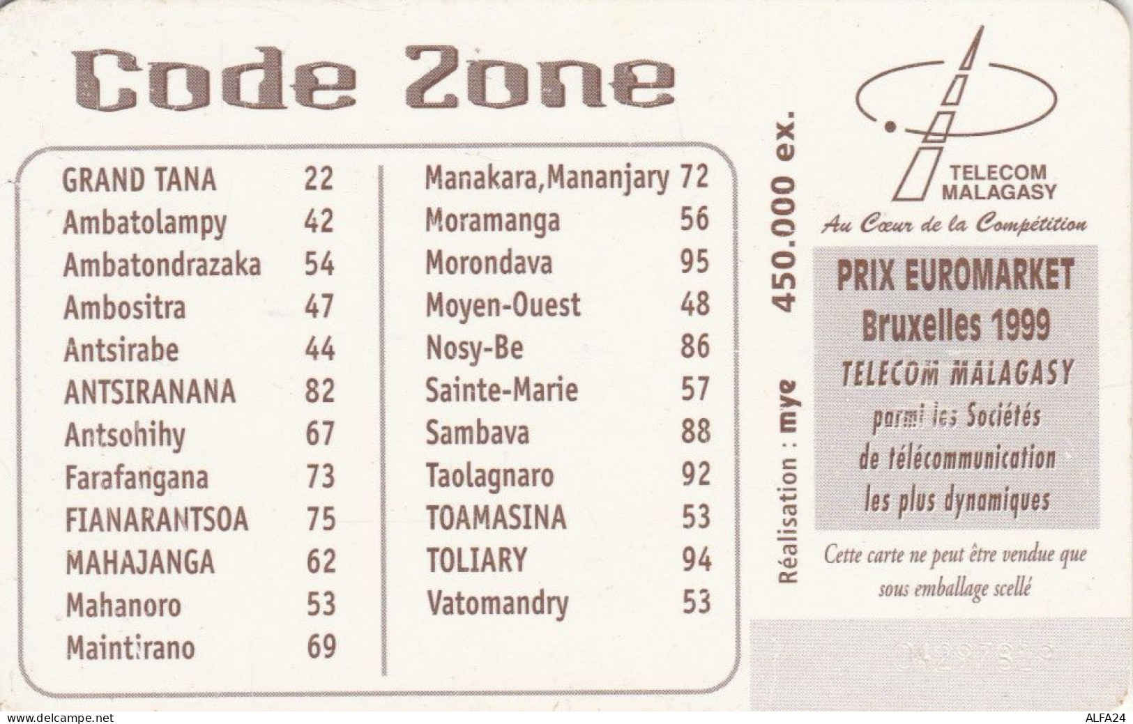 PHONE CARD MADAGASCAR (E78.38.7 - Madagaskar