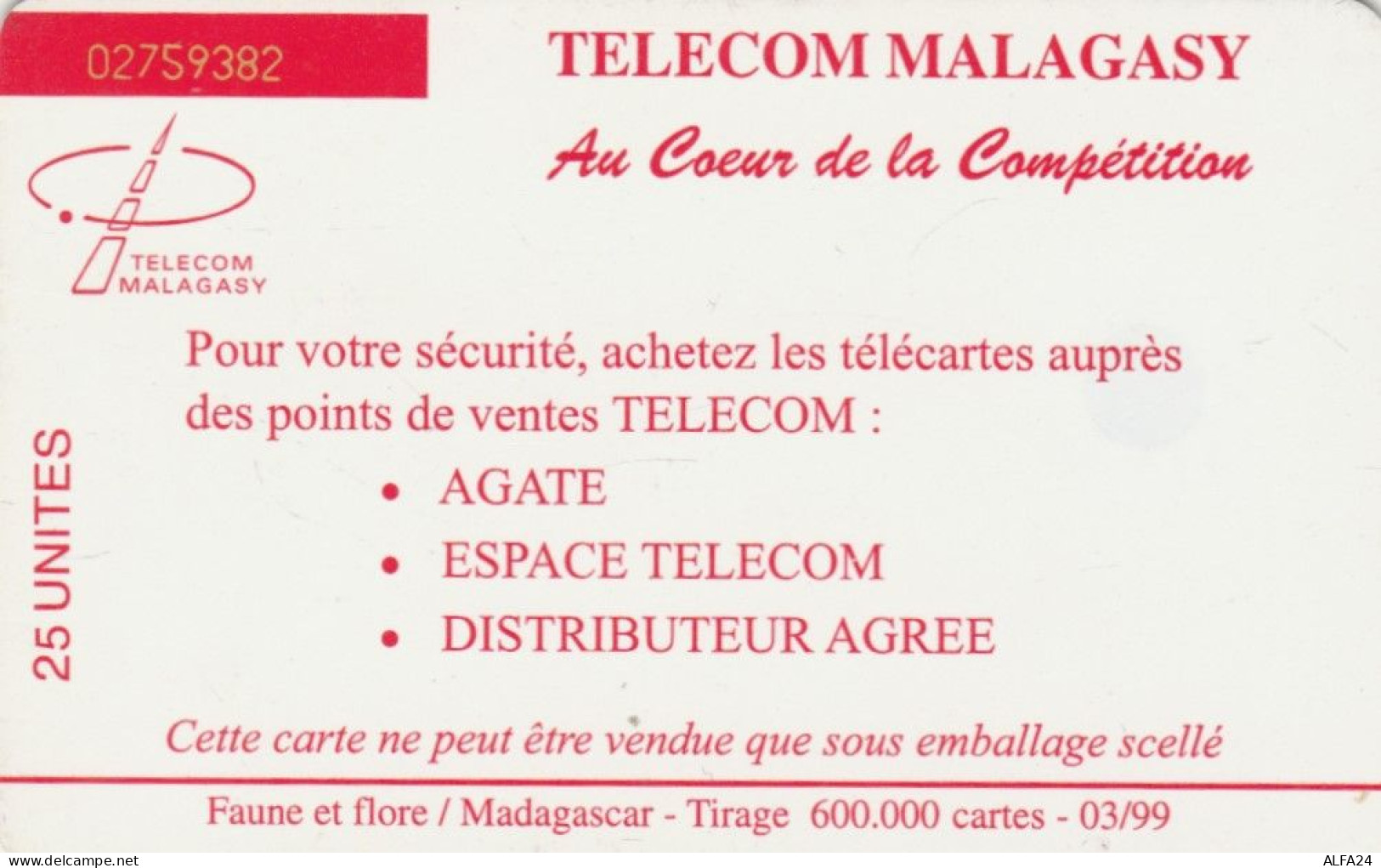 PHONE CARD MADAGASCAR (E78.38.8 - Madagaskar