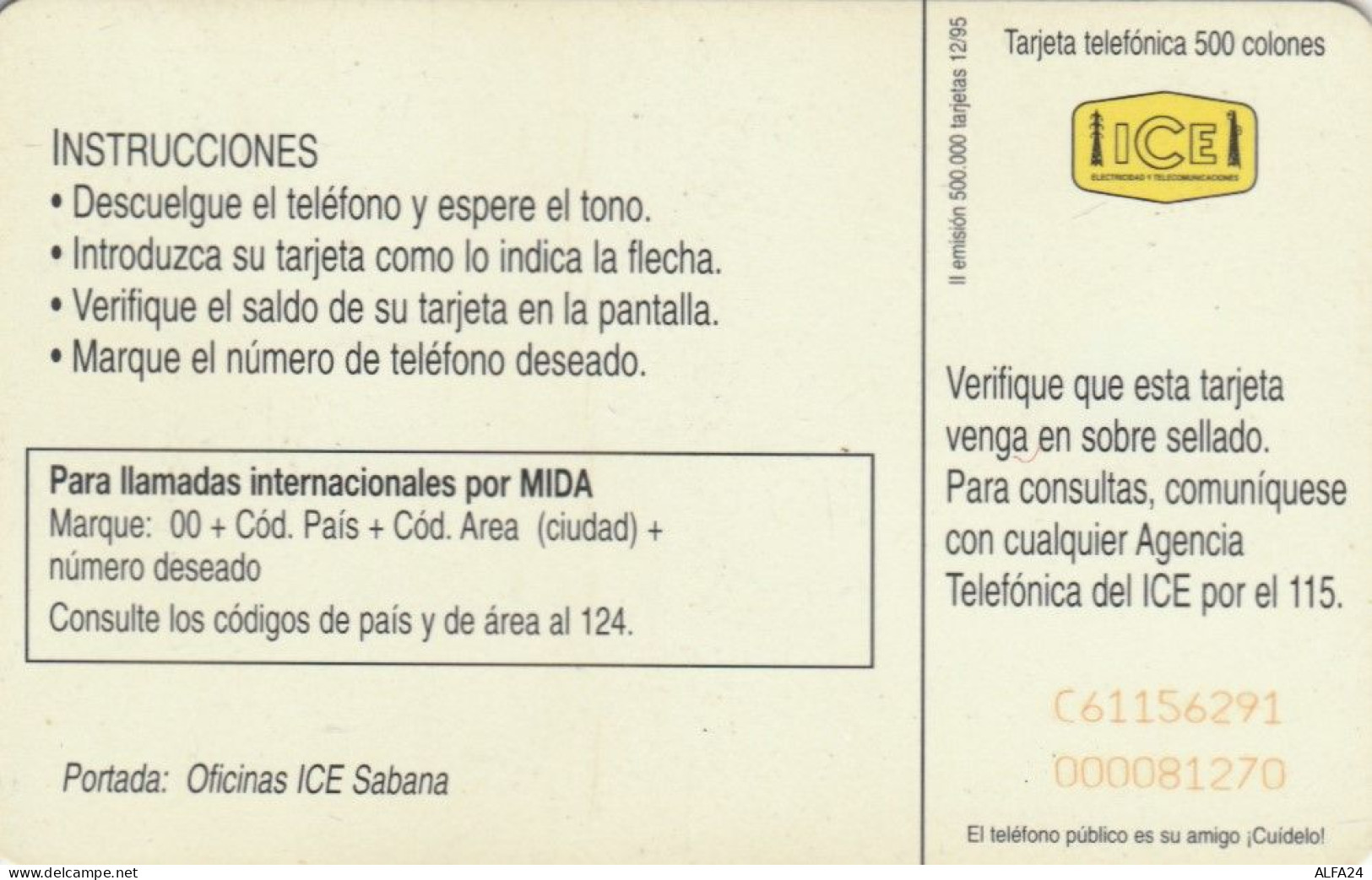 PHONE CARD COSTARICA (E78.27.3 - Costa Rica
