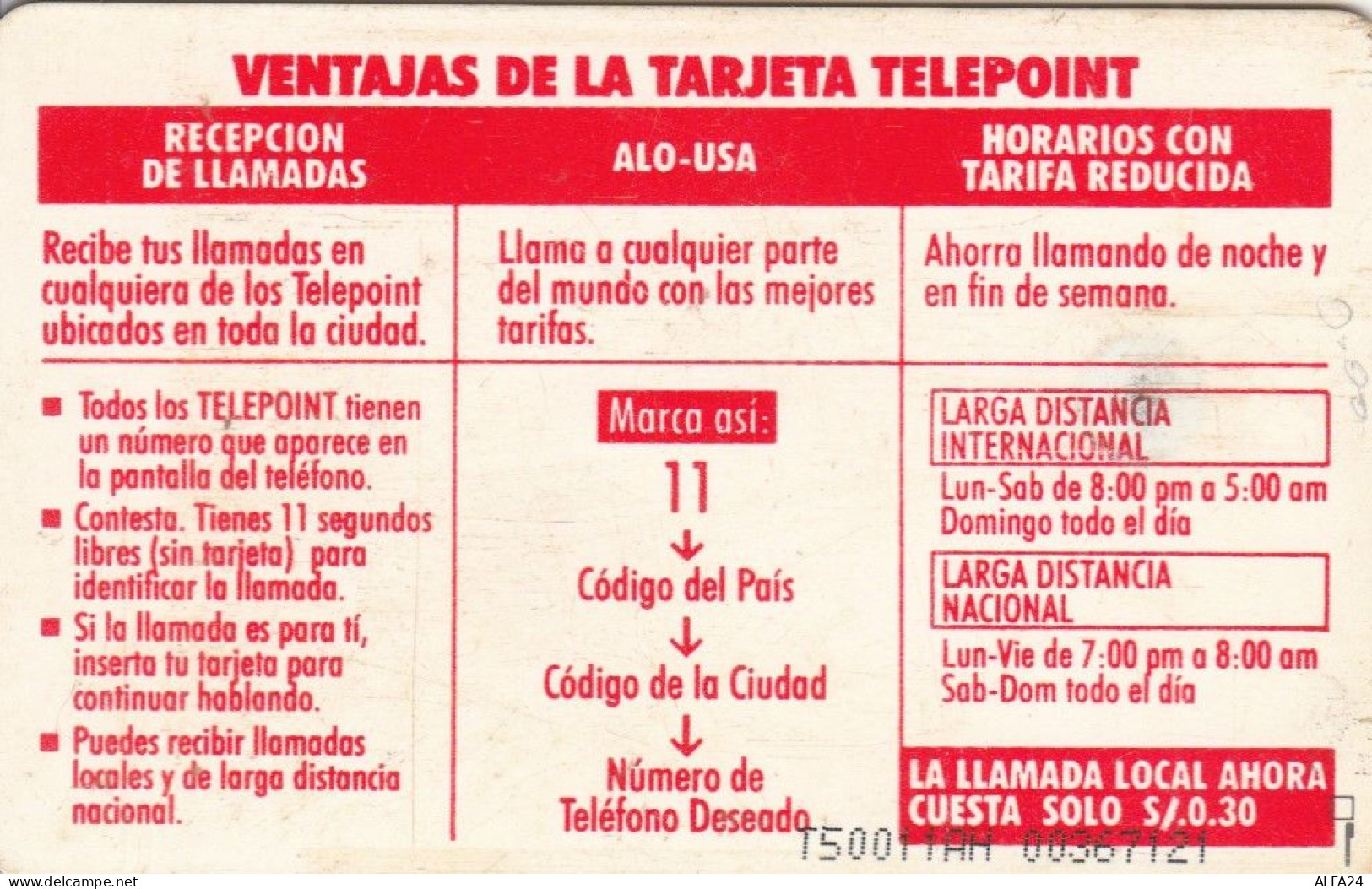 PHONE CARD PERU' (E78.21.5 - Perù