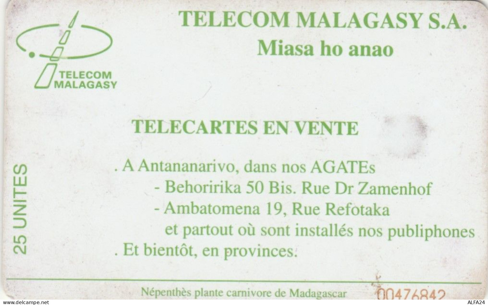 PHONE CARD MADAGASCAR (E78.21.6 - Madagaskar