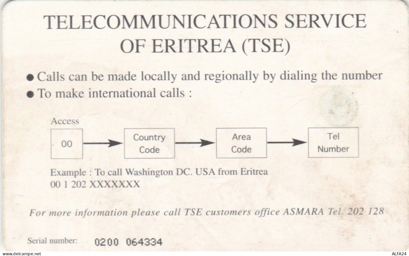 PHONE CARD ERITREA (E78.16.4 - Eritrea