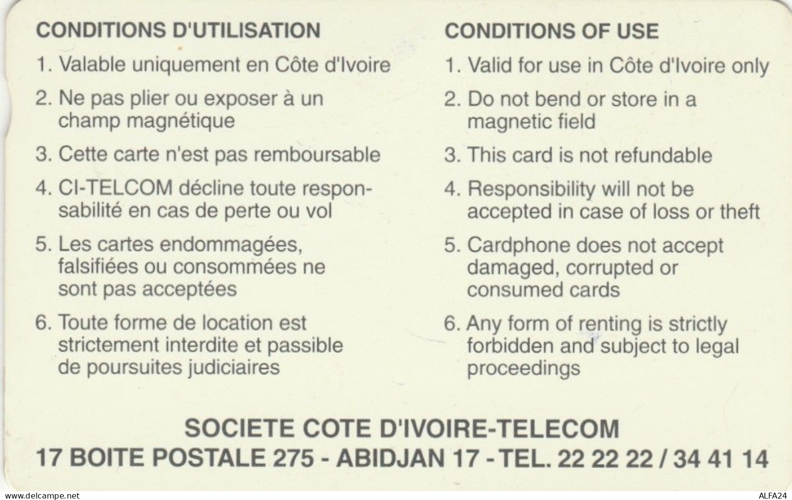 PHONE CARD COSTA D AVORIO (E78.15.6 - Côte D'Ivoire