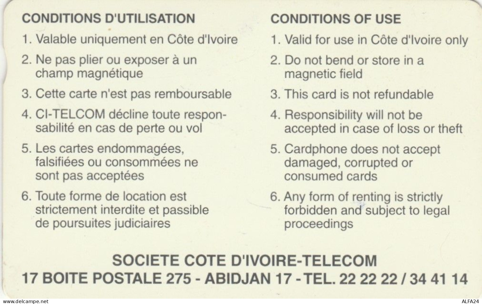 PHONE CARD COSTA D AVORIO (E78.15.6 - Costa De Marfil