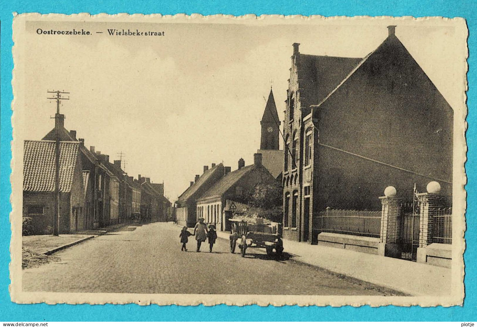 * Oostrozebeke (West Vlaanderen) * (Uitg Denoo Hoste - Em. Beernaert) Wielsbekestraat, Animée, Enfants, église - Oostrozebeke